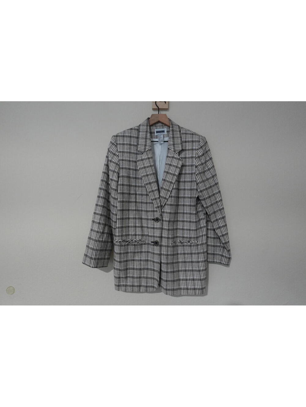 Prophecy Blazer Women's 12 Olive Green Cream Plaid VTG